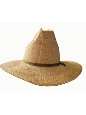 Goorin of California Hand Blocked Straw Cowboy Hat Western Size 7 1/8 Feather Ba